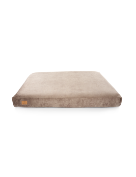 Orthopedic dog mattress Velvet Recycled Beige with bone shaped pillow