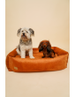 Orthopedic bed for a dog SONO Velvet Waterproof Cognac