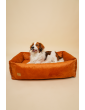 Orthopedic bed for a dog SONO Velvet Waterproof Cognac