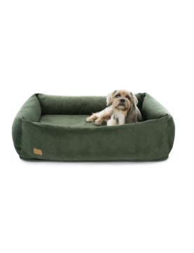 Orthopedic bed for a dog SONO Velvet Recycling Green