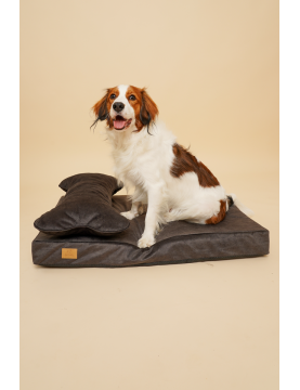 Orthopedic dog mattress Waterproof Black Velvet with bone shaped pillow