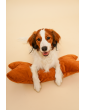 Orthopedic dog mattress Waterproof Cognac Velvet with bone shaped pillow