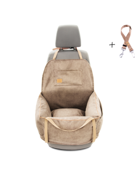 "Ero Soft" dog car seat RECYCLED VELVET BEIGE size S/M/L