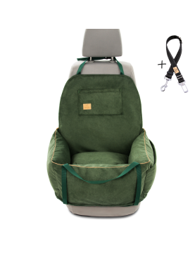 "Ero Soft" dog car booster seat RECYCLED VELVET EMERALD GREEN size S/M/L