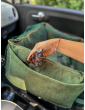 "Ero Soft" dog car booster seat RECYCLED VELVET EMERALD GREEN size S/M/L