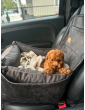 "Ero Soft" dog car seat VELVET water repellent BLACK size S/M/L WITH SEAT BELT