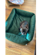 Orthopedic bed for a dog SONO Velvet Recycling Green
