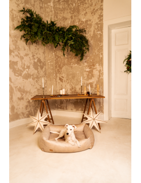 Orthopedic bed for a dog SONO Velvet Waterproof Beige