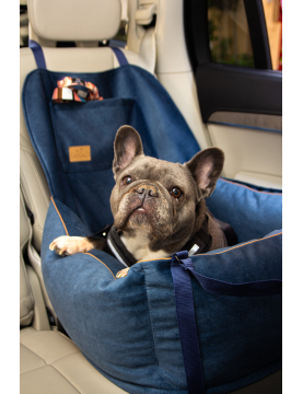 "Ero Soft" dog car seat VELVET water repellent DARK BLUE size S/M/L WITH SEAT BELT