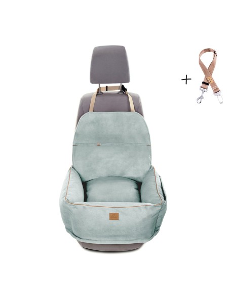 "Ero Soft" fotelik samochodowy dla psa WELUR WODOODPORNY MIĘTA roz. S/M/L