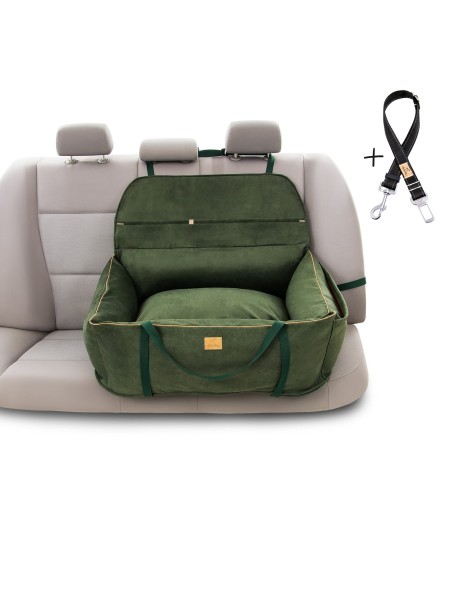 "Ero Soft" dog car booster seat VELVET EMERALD GREEN size L