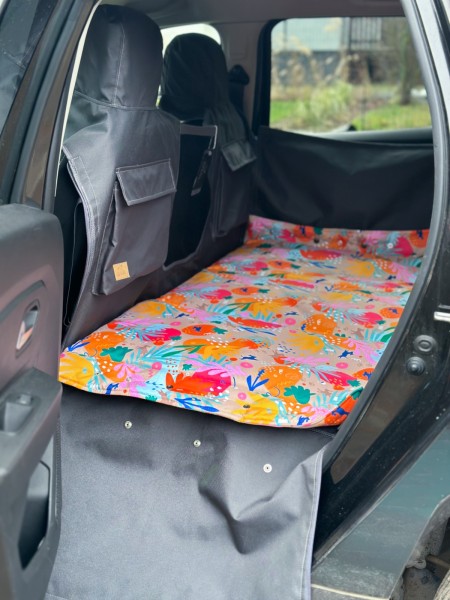 KUKO+ Grey Modular Dog Car Mat for the Full Back Seat | Compact & Mid-Size Cars (M)