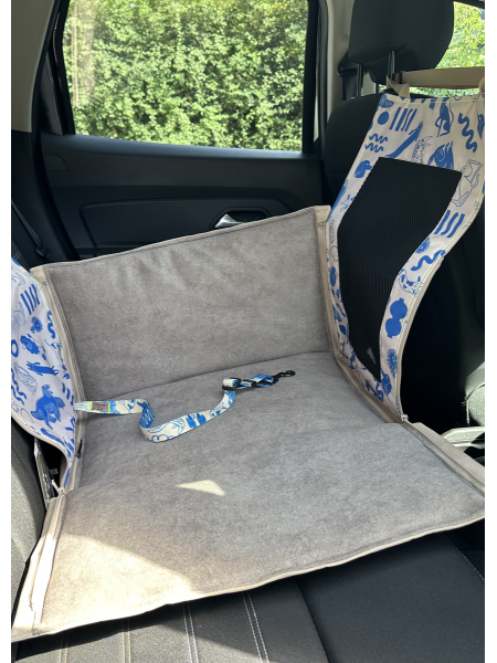 Mik - mata samochodowa MySkylos z legowiskiem dla psa na środek kanapy Z PASEM...