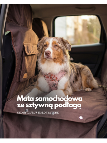 Kuko+ – brązowa, modułowa mata samochodowa dla psa na całą tylną kanapę | średnie auta...
