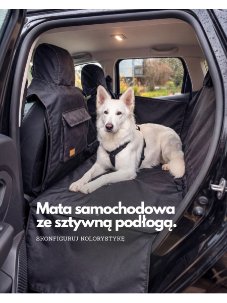 Kuko+ – czarna, modułowa mata samochodowa dla psa na całą tylną kanapę | małe auta...