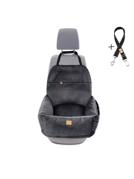 "Ero Soft" dog car seat VELVET water repellent BLACK size M WITH SEAT BELT