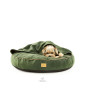 Dog bed round cushion with blanket VELVET EMERALD GREEN