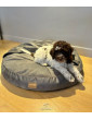 Dog bed round cushion with blanket VELVET GREY