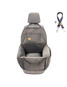 "Ero Soft" dog car seat RECYCLED VELVET GREY size S/M/L