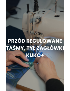Przód regulowane taśmy, tył nakładki na zagłówki