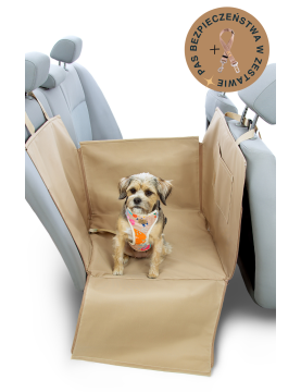 Dengu car seat cover for dog BEIGE WITH SEAT BELT