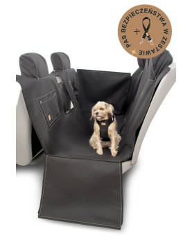 Kuko+ dog seat cover "Mono Black" WITH SEAT BELT