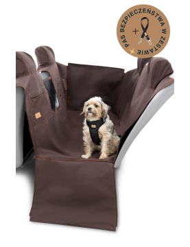 Kuko+ dog seat cover "Mono Brown" WITH SEAT BELT