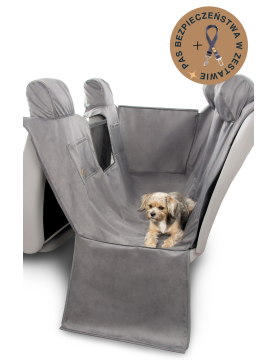 Kuko+ dog seat cover double sided "Velvet grey" WITH SEAT BELT