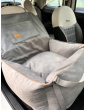 "Ero Soft" dog car seat VELVET water repellent LIGHT GREY size S/M/L WITH SEAT BELT