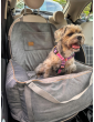 "Ero Soft" dog car seat VELVET water repellent LIGHT GREY size S/M/L WITH SEAT BELT
