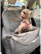 "Ero Soft" dog car seat VELVET water repellent LIGHT GREY size S/M/L WITH SEAT BELT