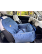 "Ero Soft" dog car seat VELVET water repellent DARK BLUE size S/M/L WITH SEAT BELT