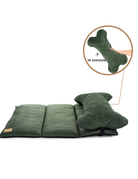 Costa roll-up dog travel bed EMERALD GREEN RECYCLING VELVET