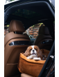 "Ero Soft" dog car seat VELVET water repellent COGNAC size S/M/L WITH SEAT BELT