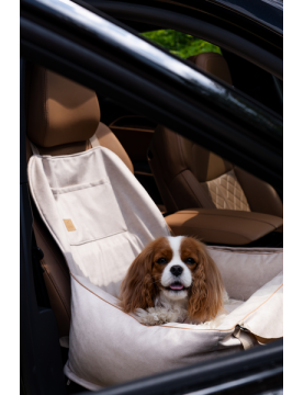 "Ero Soft" dog car seat VELVET water repellent BEIGE size S/M/L WITH SEAT BELT