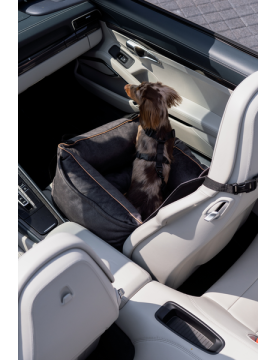 "Ero Soft" dog car seat VELVET water repellent BLACK size S/M/L WITH SEAT BELT